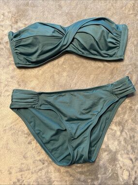EUC Kona Sol Teal Bandeau Bikini Set - Twisted Front Two-Piece Sz M